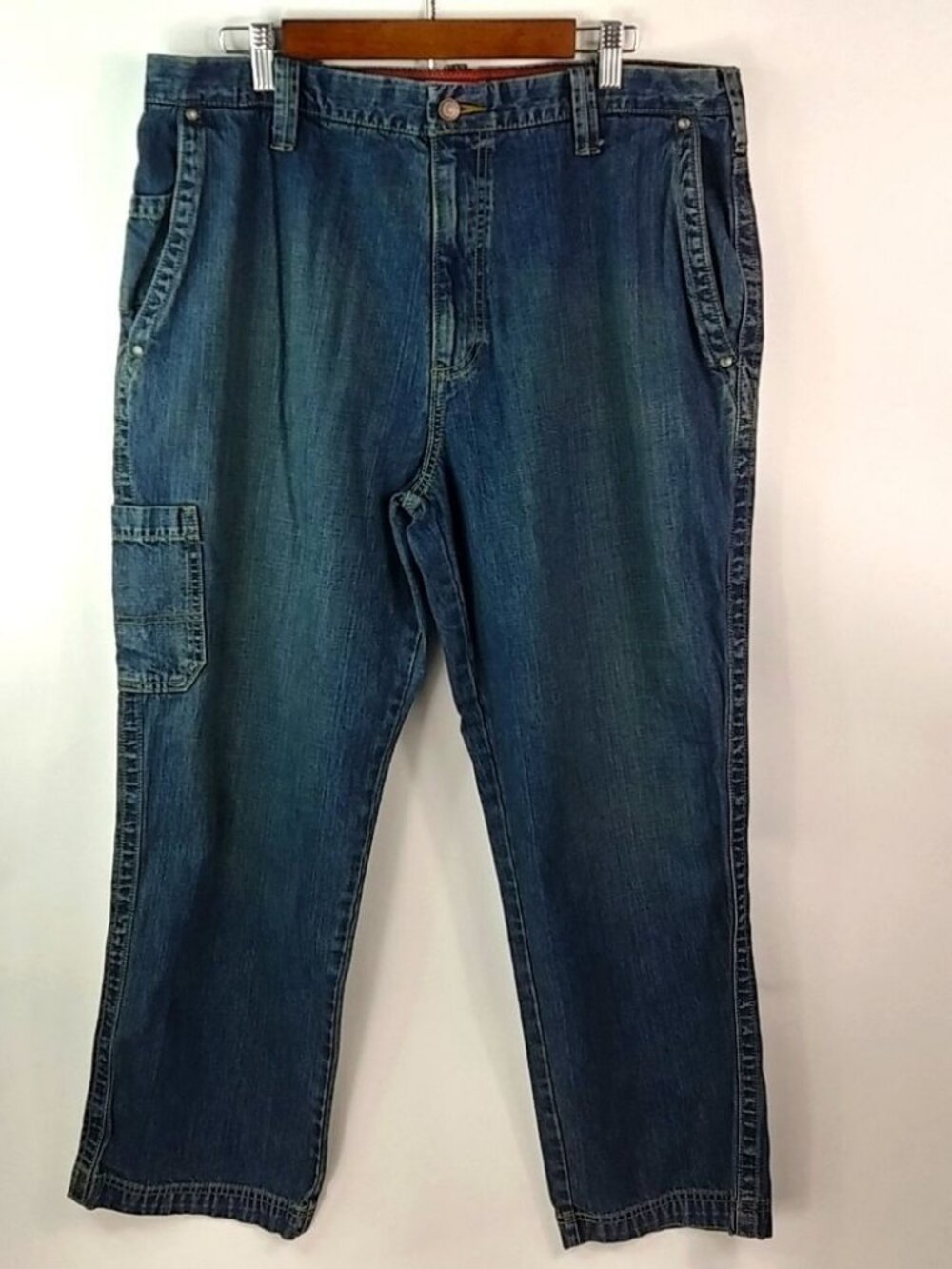 Dockers 38x30 Mens Flat Front Dark Wash Rough Work Jeans